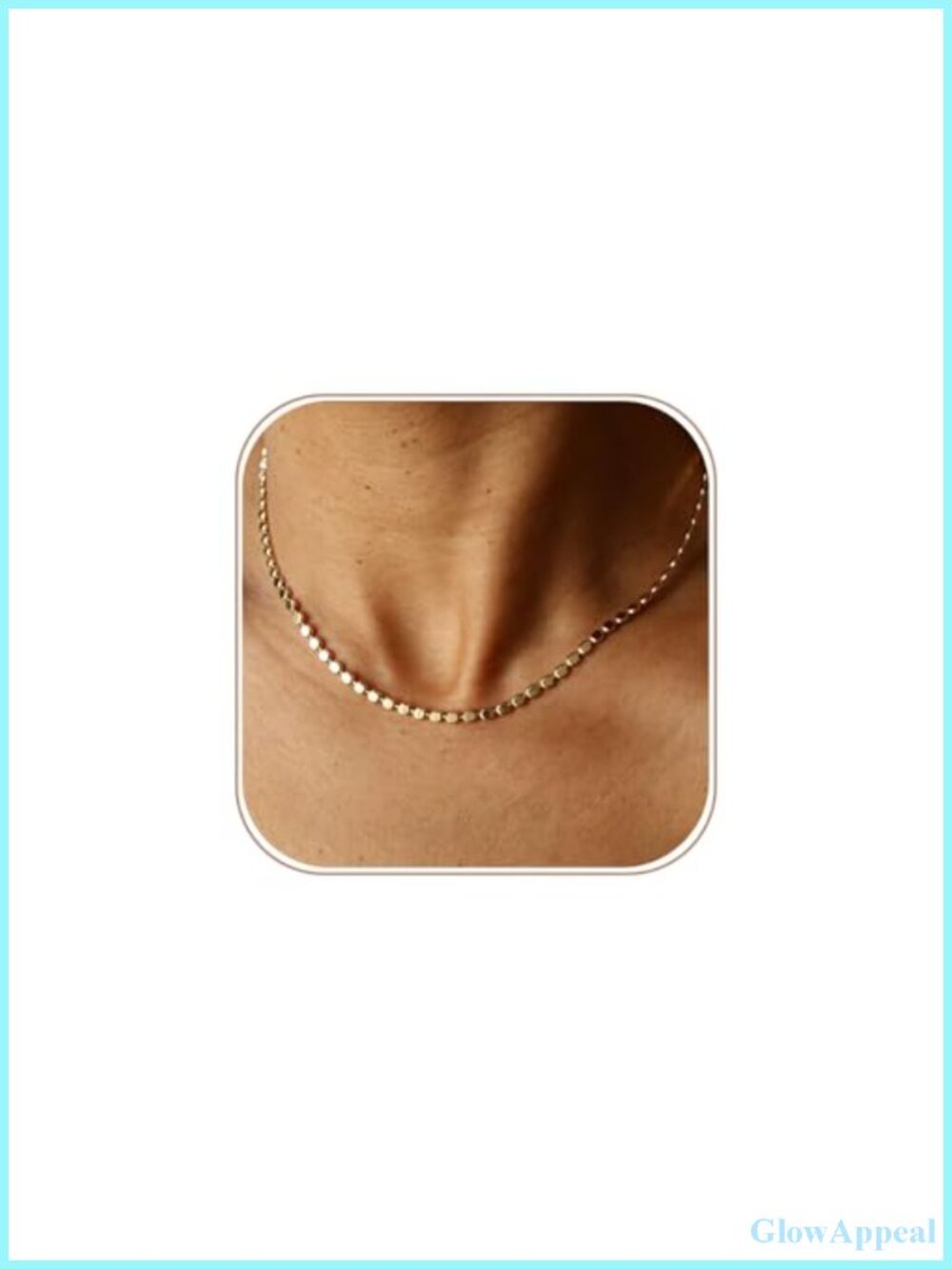 Dainty Flat Bead Choker Necklace 14K Gold Plated Waterproof Women